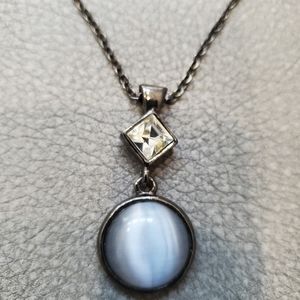 Short Black chain necklace with stone pendant